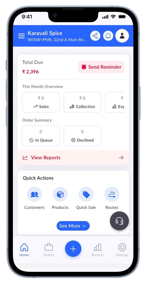 The Zopnote merchant dashboard — dues, sales, collections and quick actions in one place