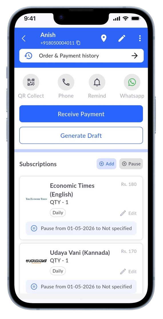 The customer relationship stays with the merchant — orders, payments and communication in one profile